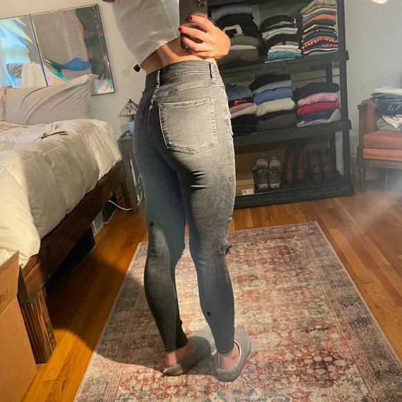 Free People Busted Knee Skinny Jeans in Faded Black - Picture 6 of 11